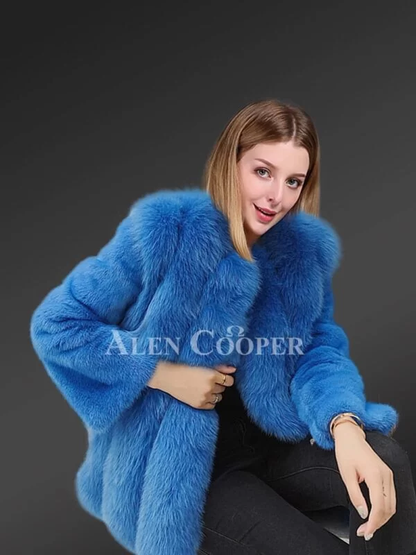 Women’s Voluminous Pure Arctic Fox Fur and Mink Winter Coat - Image 4