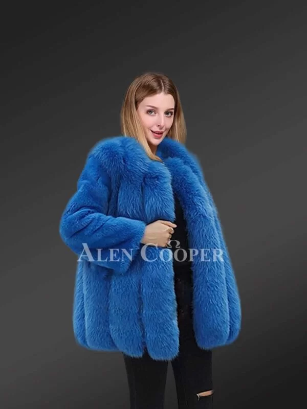 Women’s Voluminous Pure Arctic Fox Fur and Mink Winter Coat - Image 3