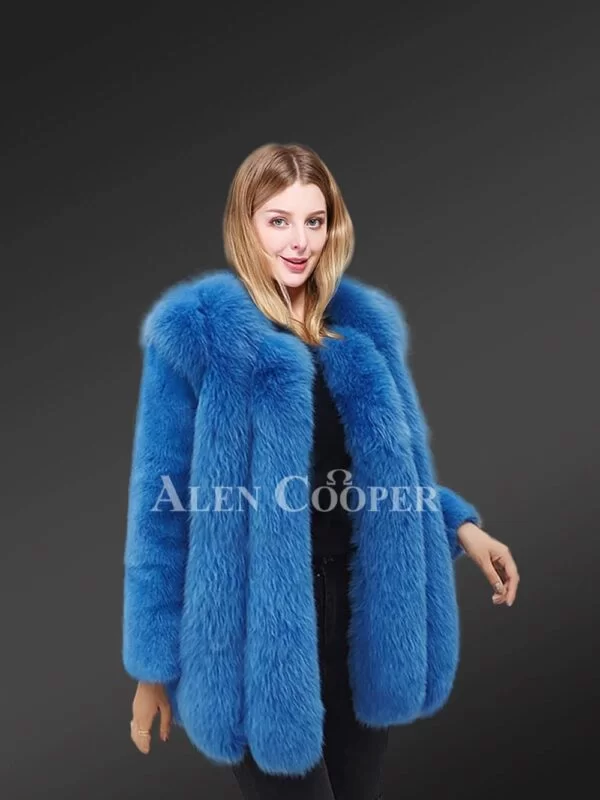 Women’s Voluminous Pure Arctic Fox Fur and Mink Winter Coat - Image 5