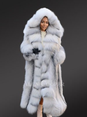 Fox Fur Long Tuxedo Coat
