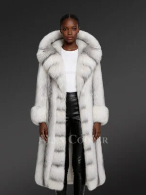 Fox Fur Long Tuxedo Coat