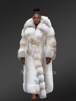 Fox Fur Long Tuxedo Coat for Women