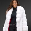 Fox Fur White Coat with Hood