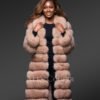 Fox Fur Womens Long Coat