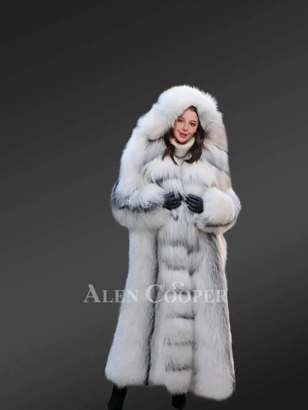 Fox Fur Long Tuxedo Coat - Image 5