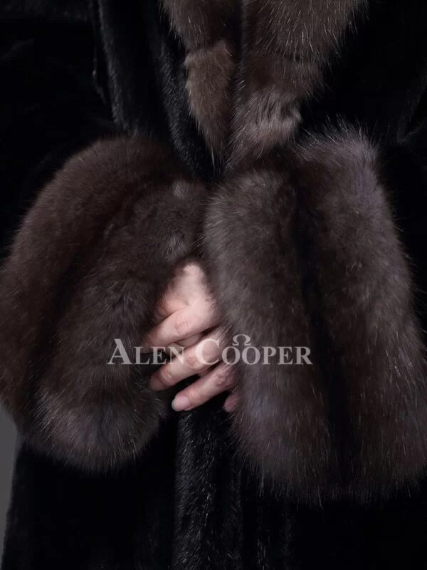 Full Length Mink Fur Coat with Sable Fur Collar - Image 6