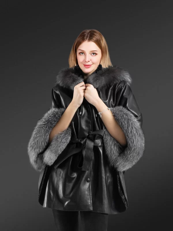 Lamb Leather Cape Coat