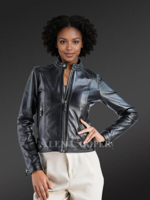 Genuine Leather Jackets in Appealing Black for Women Bike Lovers