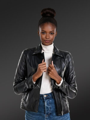 Genuine Leather Jackets in Navy for Tasteful Women Is a Deadly Elegant Piece