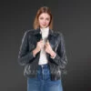 Genuine Leather Jackets in Navy for Tasteful Women