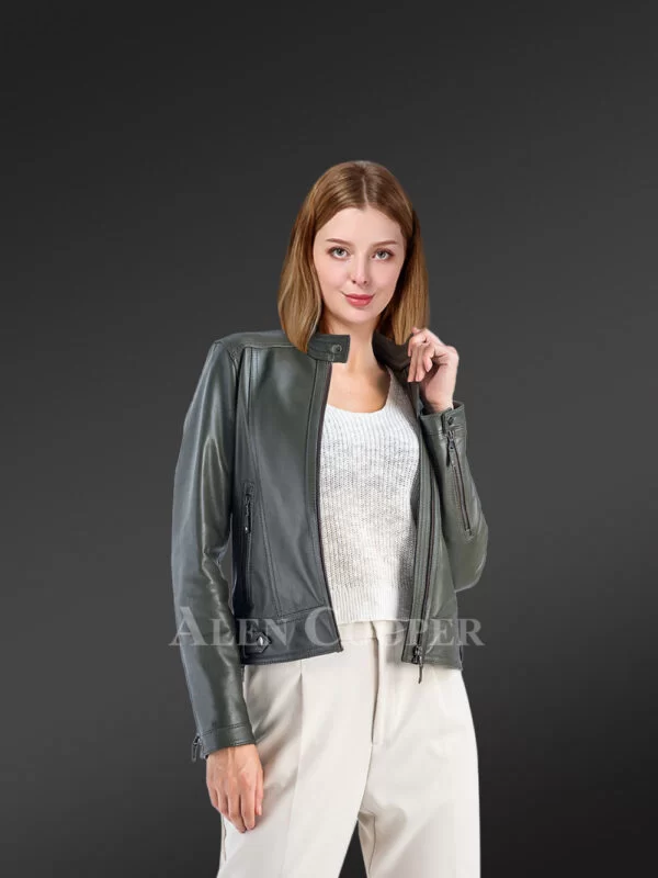 Genuine Leather Jackets in Olive Is a Perfect Fit with Proper Biker Style - Image 2