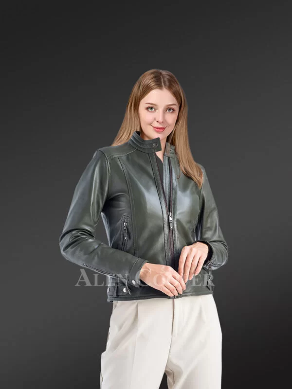 Genuine Leather Jackets in Olive Is a Perfect Fit with Proper Biker Style - Image 4