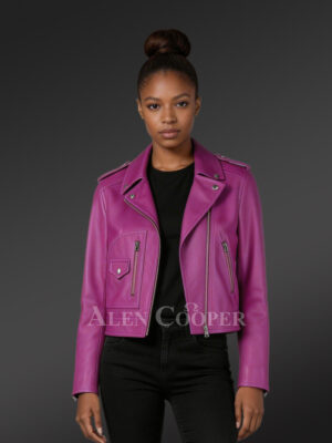 Genuine Leather Jackets in Purple for Tasteful Women