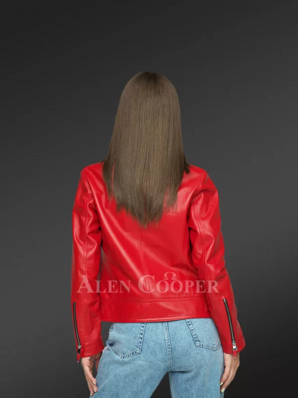 Genuine Leather Jackets in Red for Tasteful Ladies - Image 3
