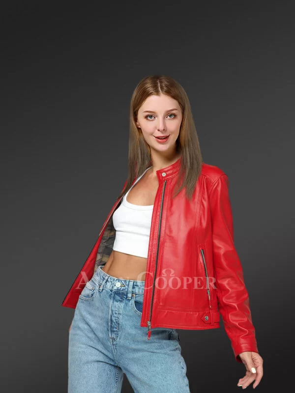 Genuine Leather Jackets in Red for Tasteful Ladies - Image 2