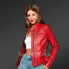 Genuine Leather Jackets in Red for Womens