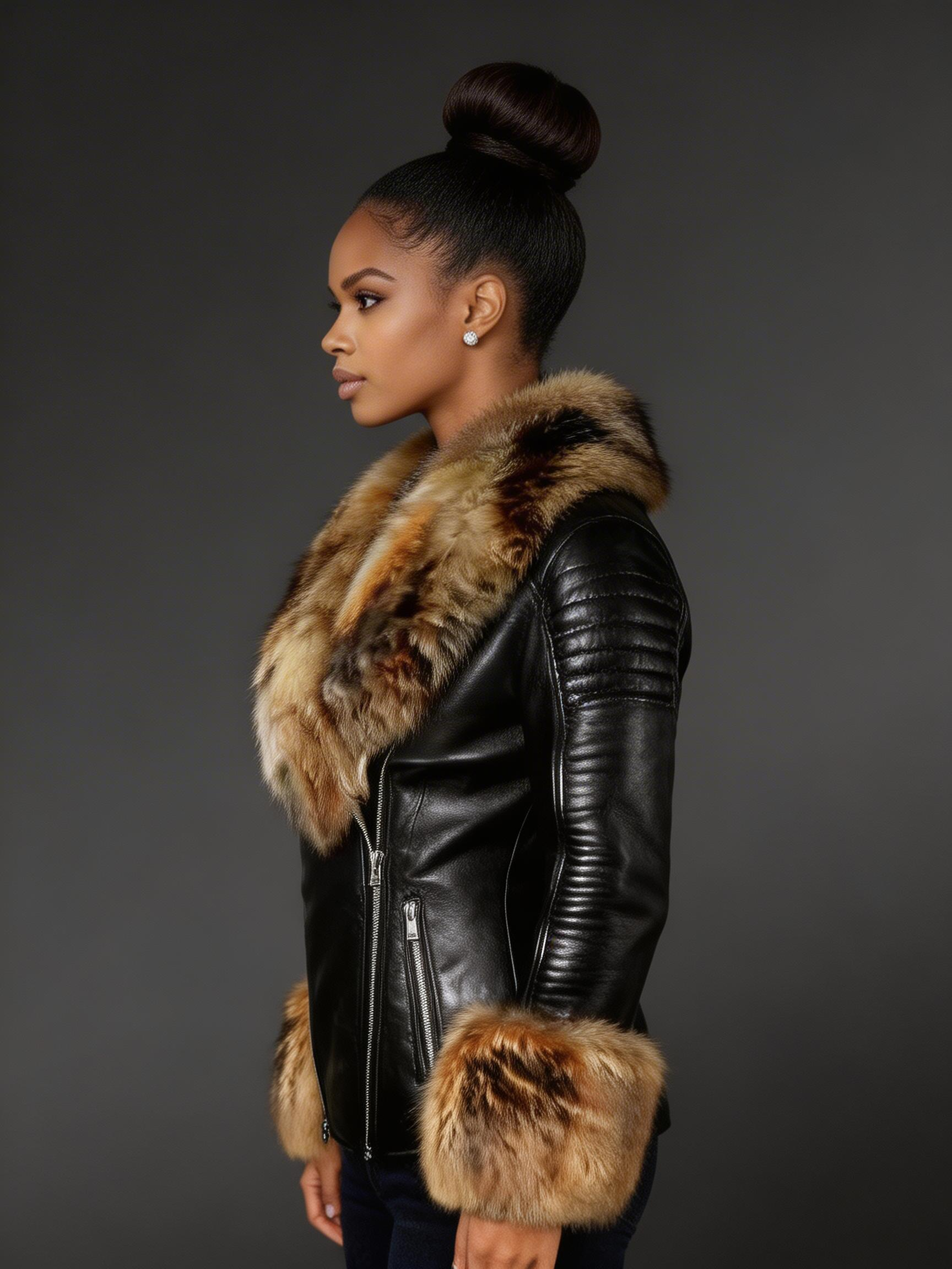 Genuine Leather Jackets with Detachable Fur Collar and Handcuffs - Image 3