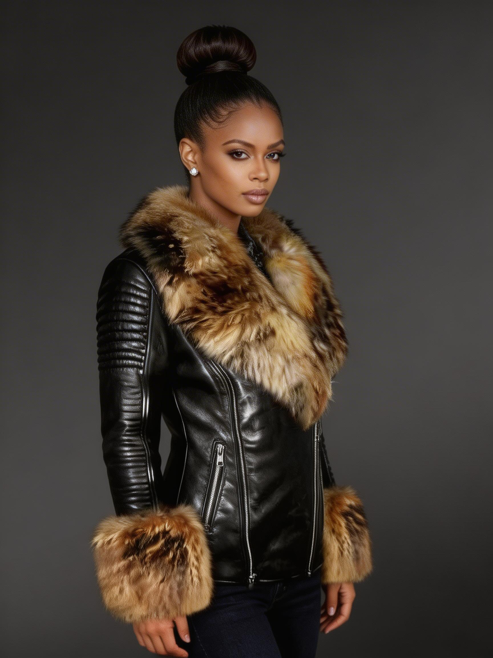 Genuine Leather Jackets with Detachable Fur Collar and Handcuffs - Image 2