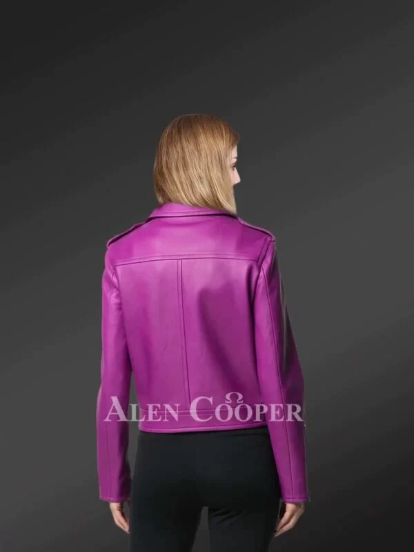 Genuine Leather Jackets in Purple for Tasteful Women - Image 3