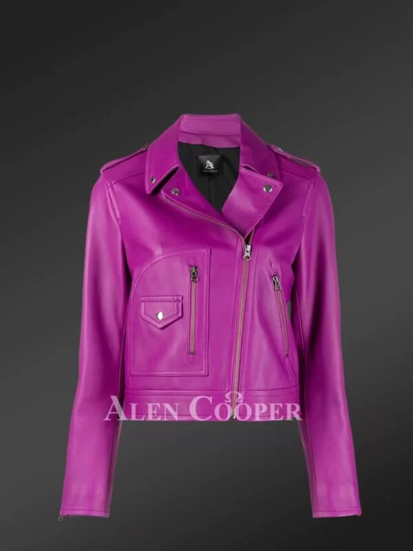 Genuine Leather Jackets in Purple for Tasteful Women - Image 4