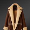 Genuine shearling jackets in burgundy for women of substance