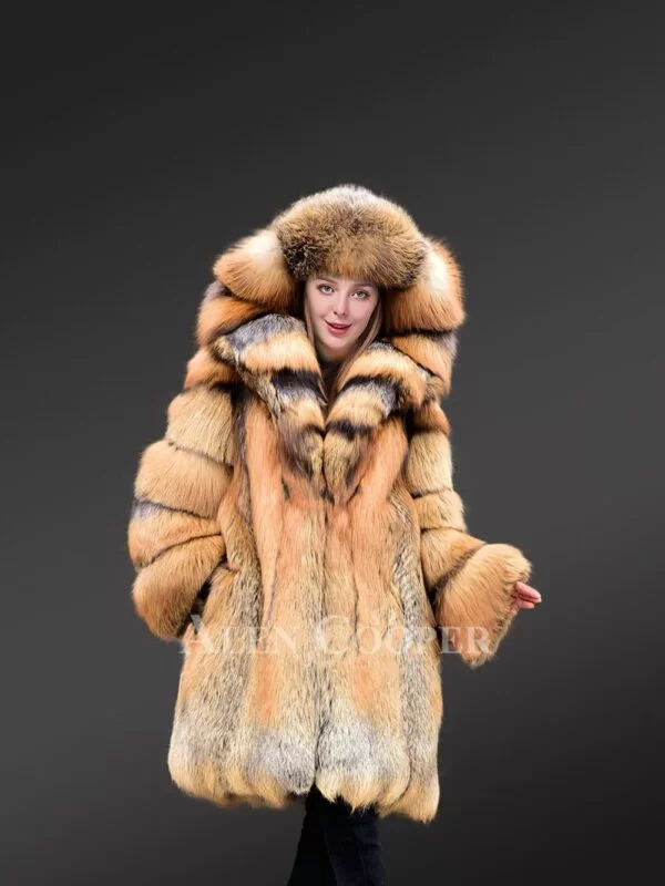 Fox fur trench coat