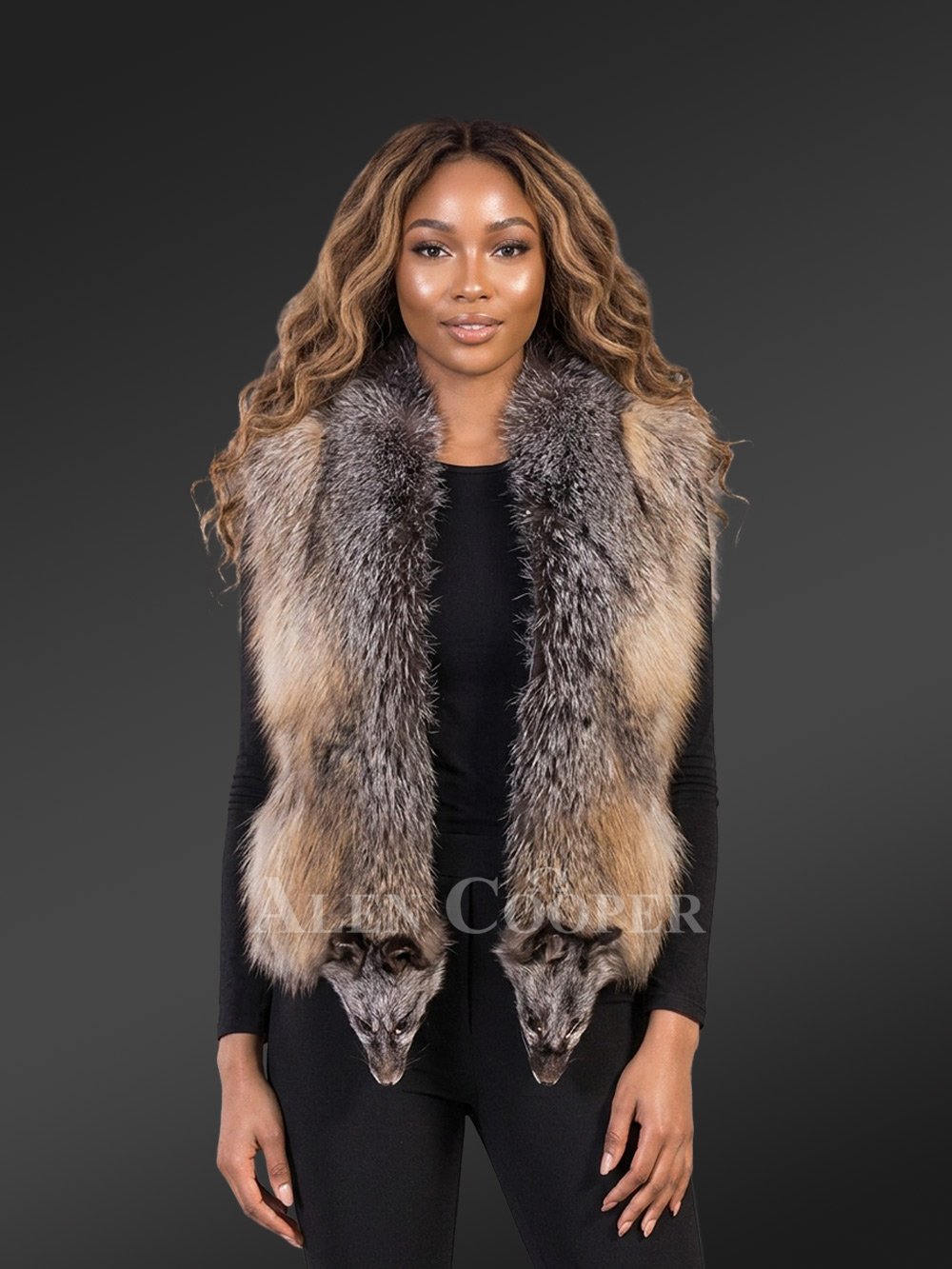 Golden Island Fox Fur Vest for Women