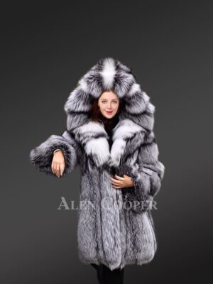 Silver Fox Fur Long Coat