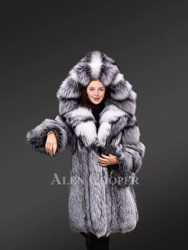 Silver Fox Fur Long Coat