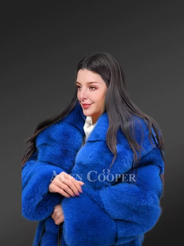 Royal Blue Tuxedo Coat for Women - Image 2