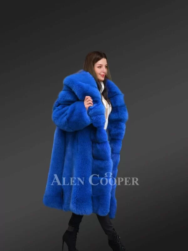 Royal Blue Tuxedo Coat for Women - Image 4