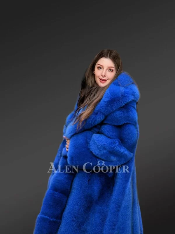 Royal Blue Tuxedo Coat for Women - Image 6