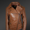Womens tan leather jacket