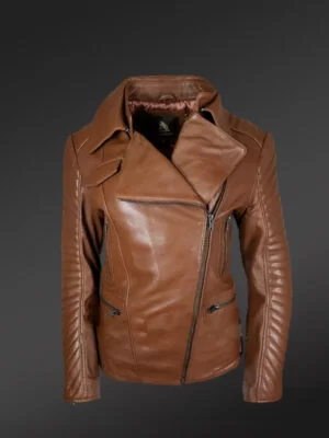 Womens tan leather jacket