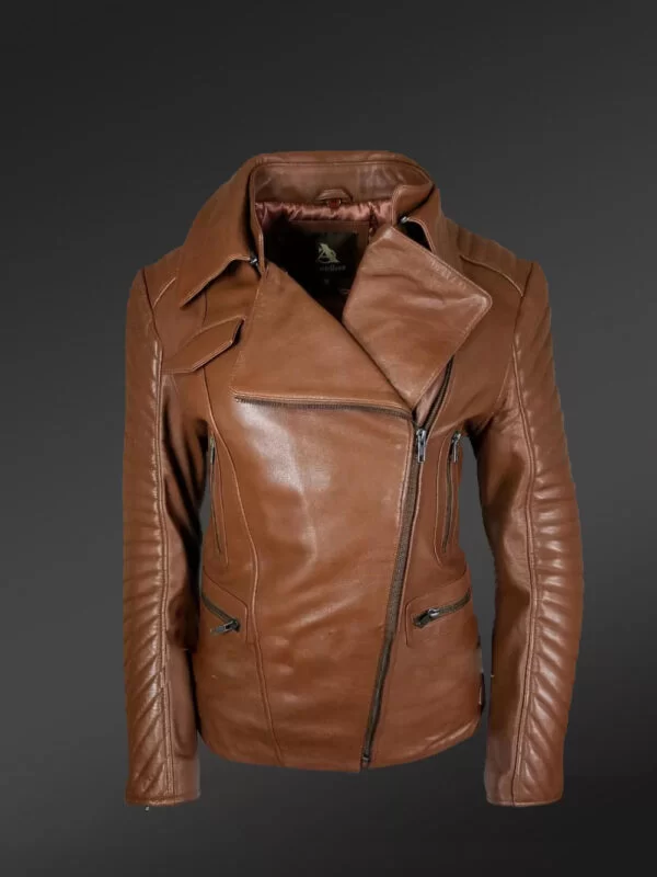 Womens tan leather jacket