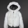 Kids Rabbit Hooded Bomber In White