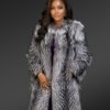 Knitted Silver Fox Fur Coat for Women