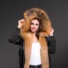 Ladies’ Golden Island Fox Fur Hybrid Black Bomber Jacket