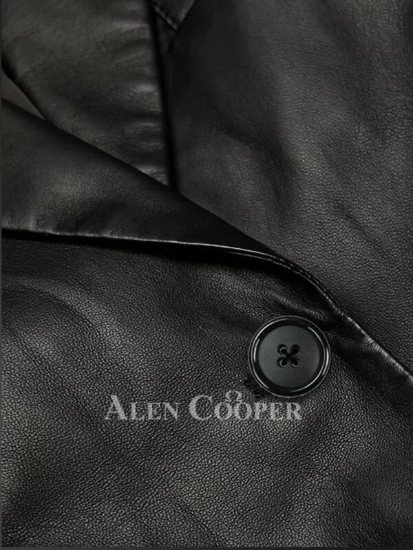 Ladies’ Leather Blazer for Greater Charm and Appeal in Black - Image 7