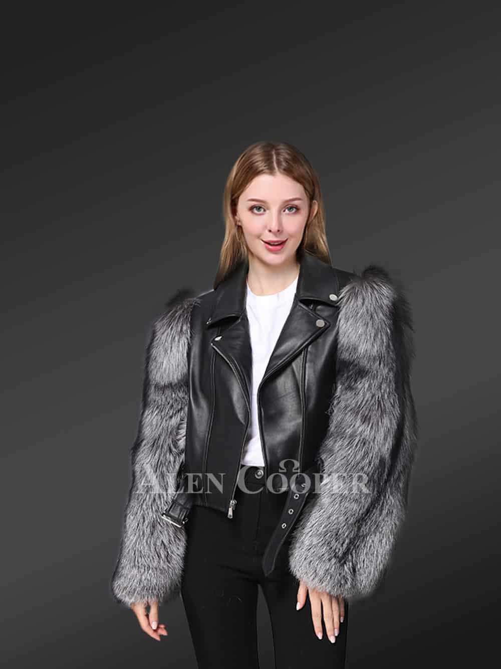 Customized Women's Lambskin Leather Cropped Jacket . Leather