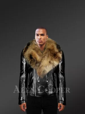 Leather Jacket for Men with Fur