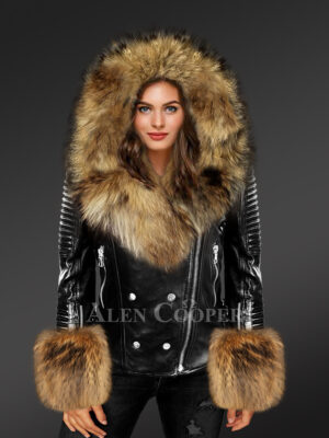 Leather Jacket with Fur for Women