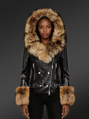 Leather Jacket with Fur for Women