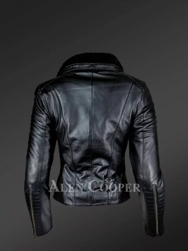 Women's Leather Motorcycle jacket - Image 6