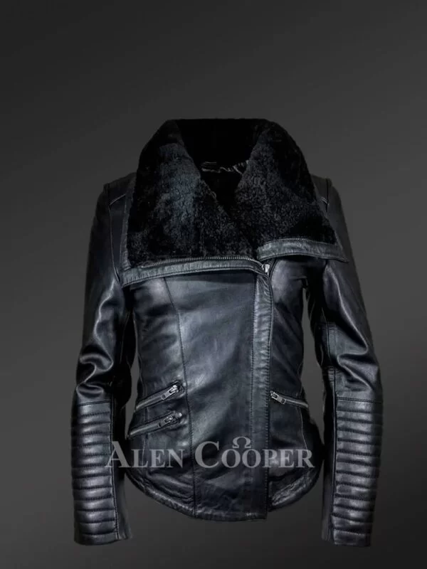 Women's Leather Motorcycle jacket - Image 4