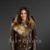 Limited Edition of Exotic Women’s Leather Biker Jackets with Finn Raccoon Fur Collar