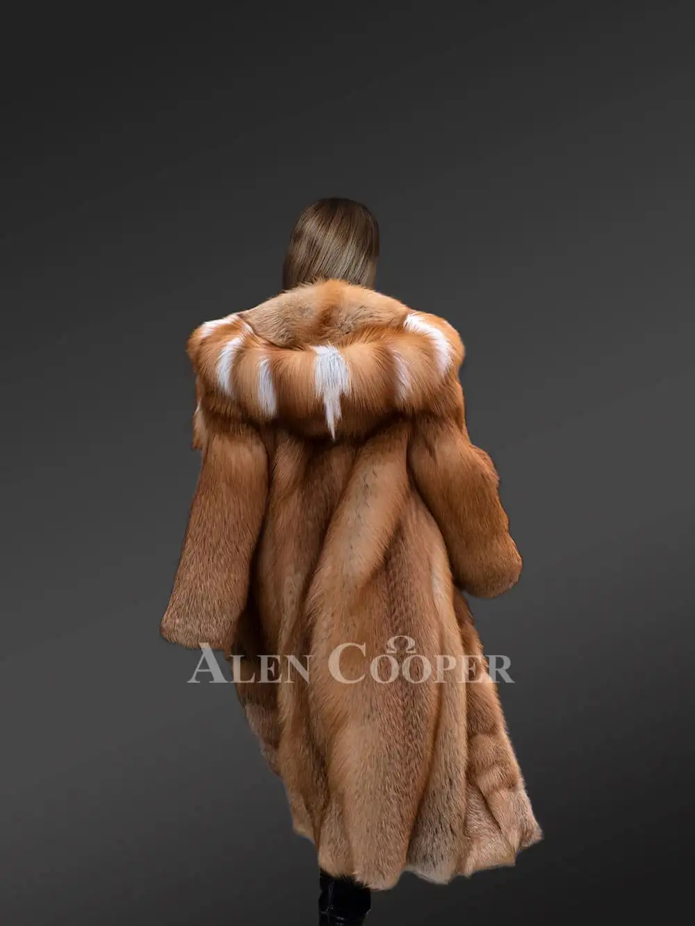 Red Fox Fur Tuxedo Coat for Women - Image 7