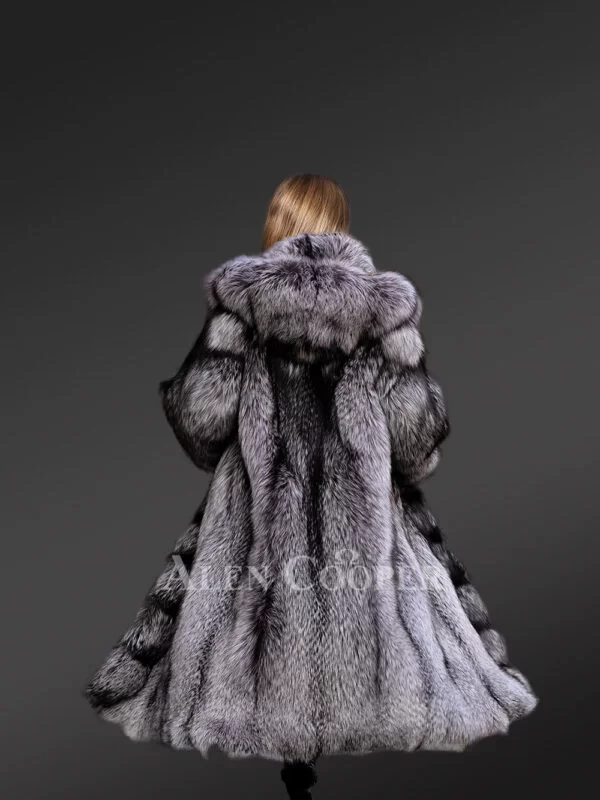 Women’s Full-Length Pure Silver Fox Fur Winter Coat - Image 6