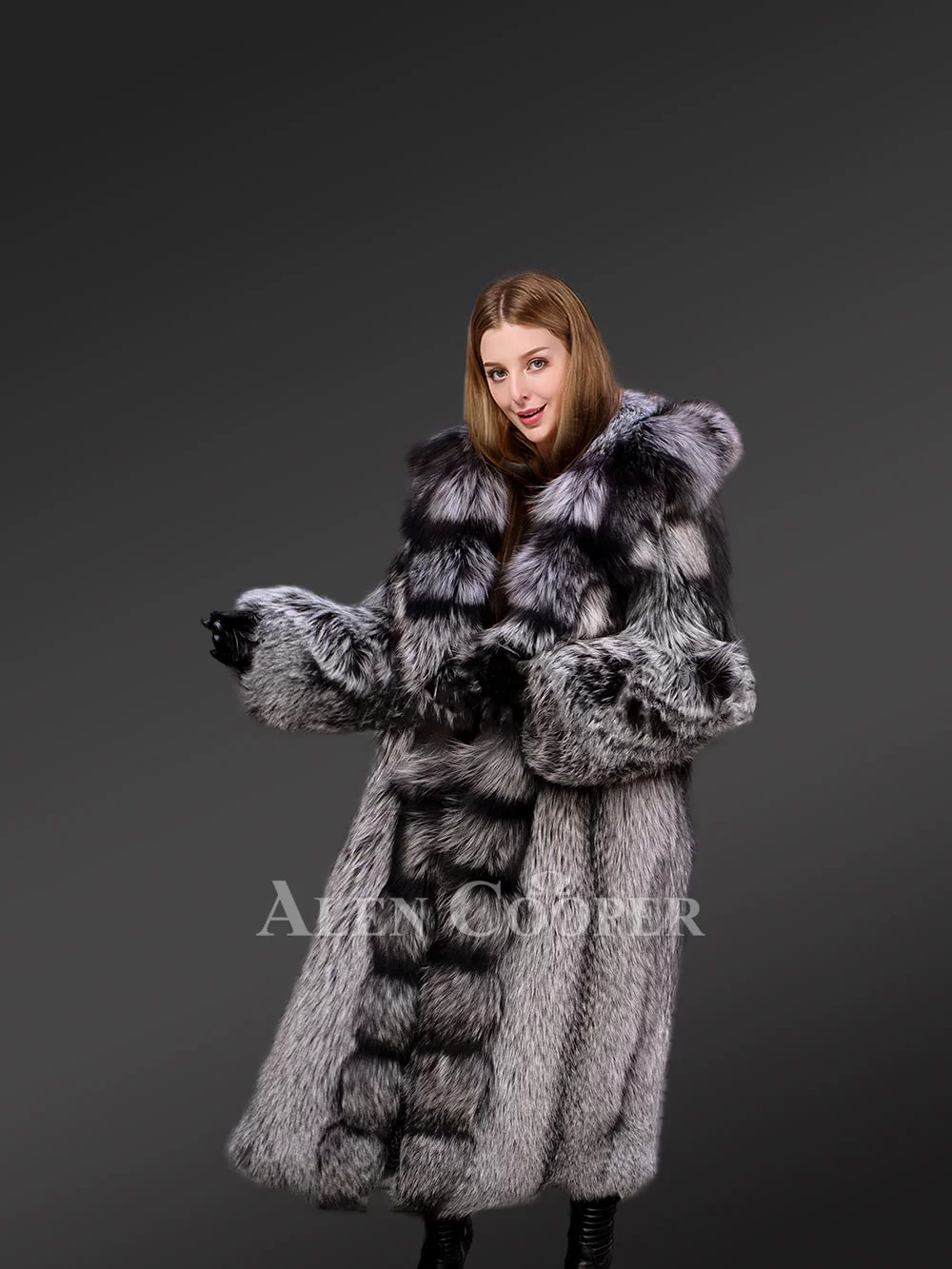 Alen Cooper Luxury White Fox Fur Full Coat for Women Is A Perfect Winter Collection