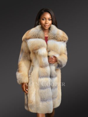 Long fox fur coat for women